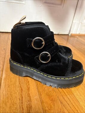 Dr. Marten Black Velvet Booties